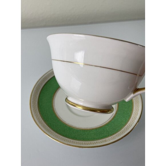 EB Foley China Teacup & Saucer, Green, Gold & White, Made in England, Tableware - Picture 5 of 12